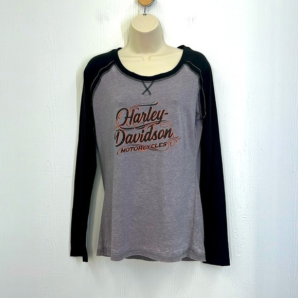 Harley Davidson - Sparkly HD Logo Soft Light Long Sleeve Urbana IL Shirt Medium - Picture 1 of 10